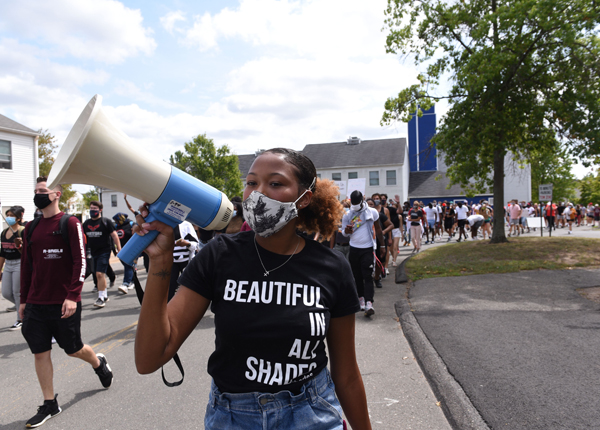 Student with a bull horn