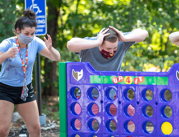 students playing yard games