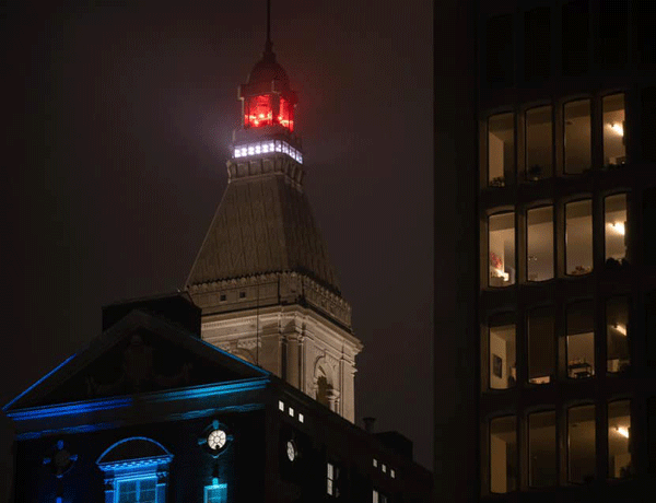 photo of red lights in downtown hartford